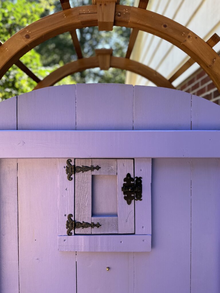 This is a photo of the arbor over the secret garden door.