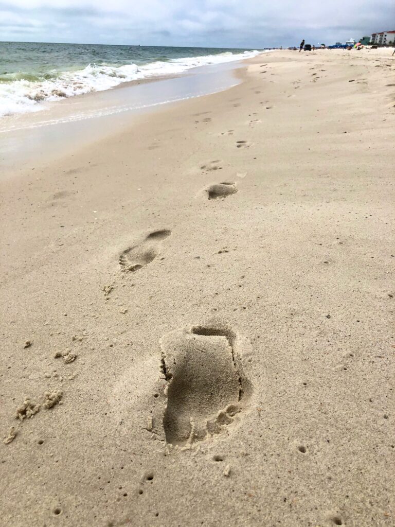 Here are Kat's footprints on the beach to add some fun to the what are carbon credits and carbon footprints discussion.