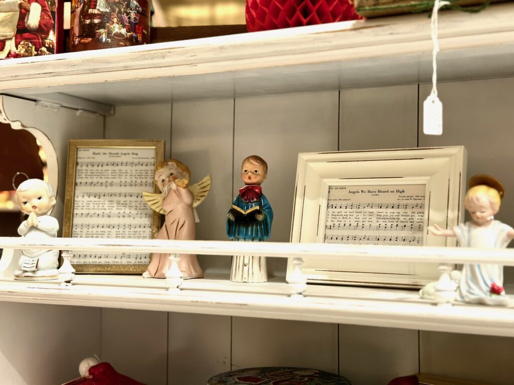 These are vintage angel figurines with framed sheet music for best selling christmas craft ideas.