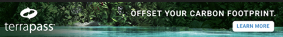 This is a Terrapass graphic that says, "Offset your carbon footprint. Learn more. Terrapass" to show Terrapass carbon footprint information.